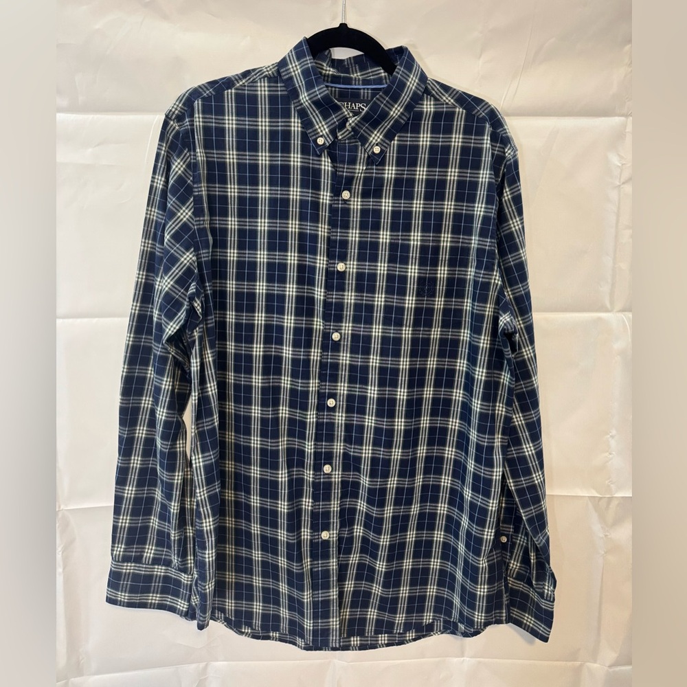 Chaps Navy and Cream‎ Plaid Shirt